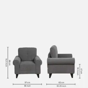 Rolled Arms 1 Seater Sofas