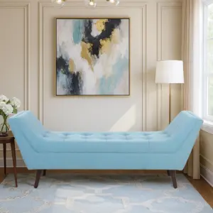 Azure Skyline Tufted Lounge Bench