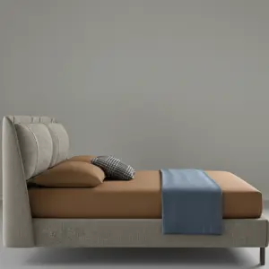 Elegant Taupe Tufted Wingback Bed