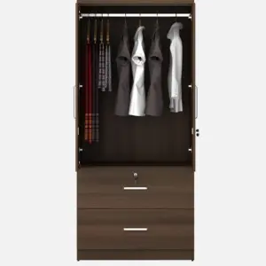 Walnut 2 Door Wardrobes with Two Bottom Drawers