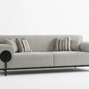 Ivory Soft Chenille 2 Seater Sofa for Office Reception and Executive Cabin Lounging