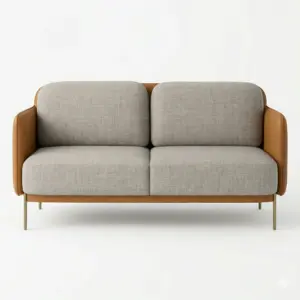 Elegant Dual Tone Fabric 2 Seater Sofa with Contrasting Base and Main Seat Colors