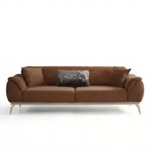 Tan Brown Premium Leatherette 2 Seater Sofa with Waterproof and Easy Clean Surface