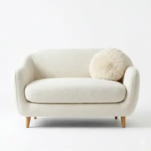 Deep Ash Wooden Base 2 Seater Sofa with Premium Microfiber High Strength Fabric Upholstery