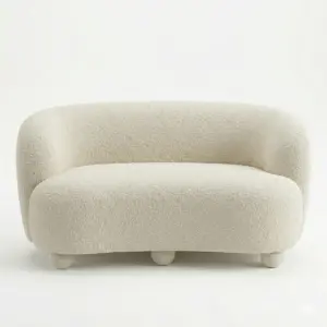 Terracotta Plush Corduroy 2 Seater Sofa with Broad Seating Space for Two Adults