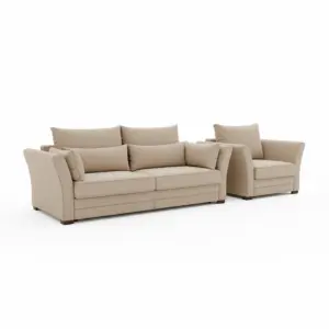 Olive Grey 2+1 Seater Sofa Set With Natural Tone