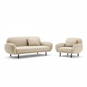 Pearl Grey 2+1 Seater Sofa Set With Soft Cushions