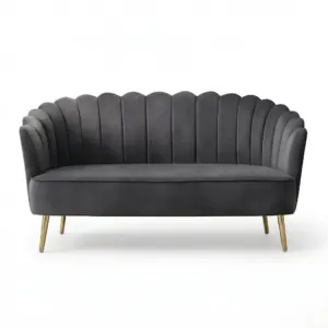 Charcoal Grey Scallop 2+1 Seater Sofa Set