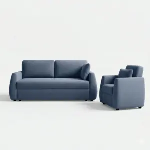 Steel Blue 2+1 Seater Sofa Set With Matching Chair