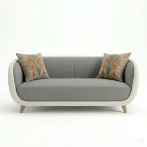 Grey Fabric 2+1 Seater Sofa Set With Accent Cushions