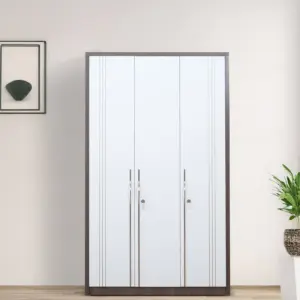 Simple White 3 Door Wardrobes with Slim Border Finish