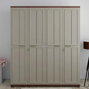 Classic Olive Grey 4 Door Wardrobes with Panel Door Design