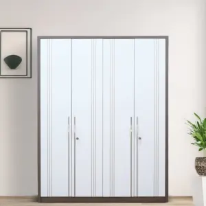 Classic White 4 Door Wardrobes with Dark Border Frame