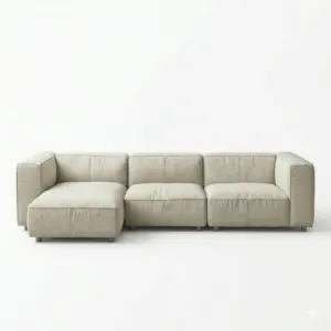 Beige Fabric L Shape Sofa with Left Lounger