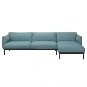 Modern Teal Blue L Shape Sofa with Right Side Chaise