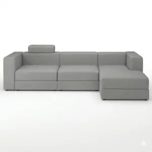 Grey Modular L Shape Sofa with Headrest