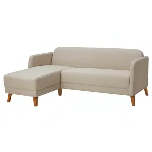 Beige Lounger Sofa with Wooden Legs