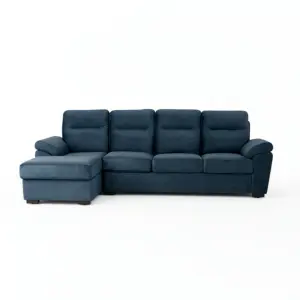 Blue Fabric Lounger Sofa with Chaise