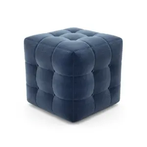 Royal Blue Tufted Mudha - Classic Square Fabric