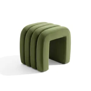Sage Green Arch Mudha - Designer Ribbed Low-Stool