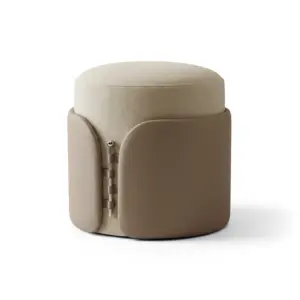Dual-Tone Sand Mudha - Designer Sitting-Stool with Buckle Detail
