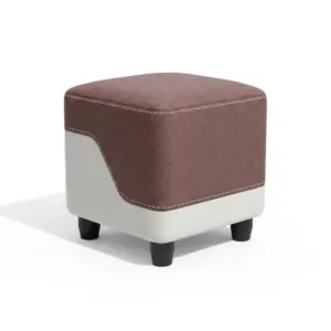 Dual-Tone Coffee & Cream Mudha - Modern Square Sitting-Stool with Contrast Stitching