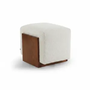 White Boucle Wooden Box Mudha