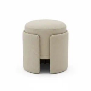 Sand Boucle Interlock Mudha - Designer Round Sitting-Stool