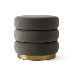 Charcoal Luxe Round Mudha with Gold Base